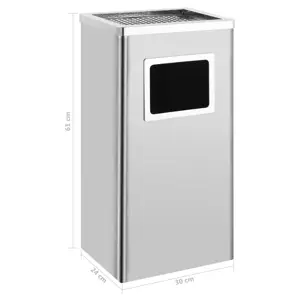 Šiukšliadėžė-peleninė, nerūdijantis plienas, 45l