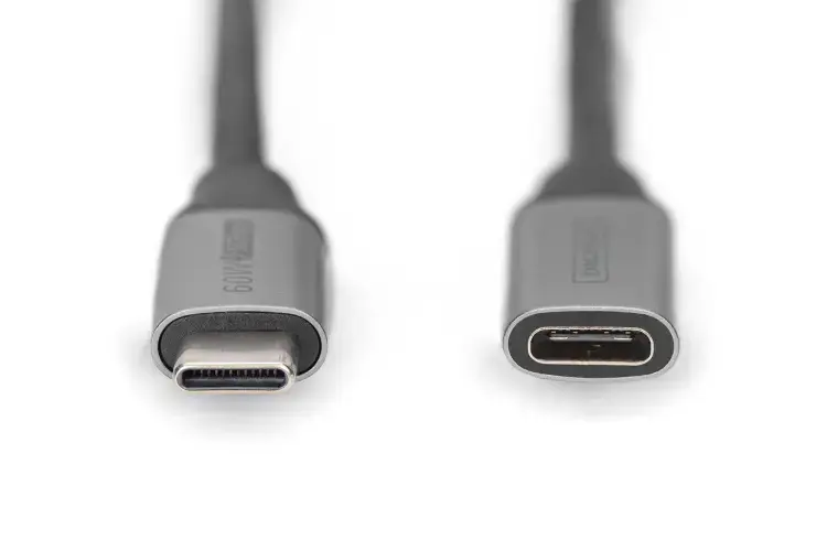 "Digitus" USB-C/M į USB-C/F ilgintuvas .DB-300230-010-S USB-C lizdas, USB C, kištukas, juodas, 1 m
