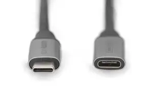"Digitus" USB-C/M į USB-C/F ilgintuvas .DB-300230-010-S USB-C lizdas, USB C, kištukas, juodas, 1 m
