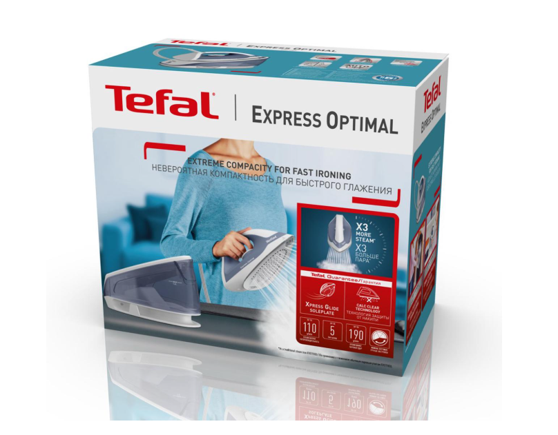 Tefal Express Optimal SV4110 2200 W 1.2 L Ceramic Express Glide Blue, White
