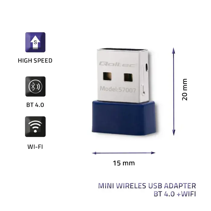 QOLTEC belaidis mini "Bluetooth" USB "WiFi" adapteris