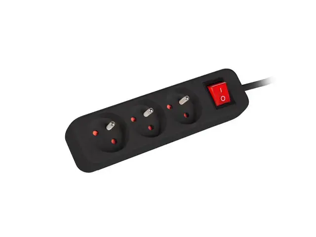 LANBERG PS1-03E-0300-BK Lanberg 3M juoda LANTERGE CURVE 3X 230V PL su grandinės pertraukikliu, pilnas varis