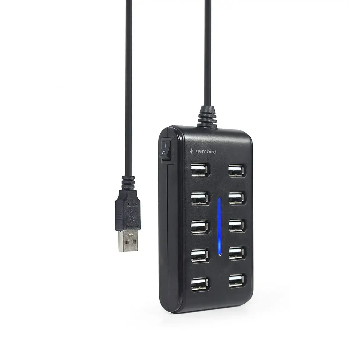 GEMBIRD 10 prievadų USB 2.0 šakotuvas, juodas