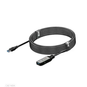 CLUB3D USB 3.2 Gen1 Active Repeater Cable 5m/ 16.4 ft M/F 28AWG, 5 m, USB A, USB A, USB 3.2 Gen 1 (3.1 Gen 1), Black