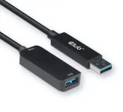 CLUB3D USB 3.2 Gen2 Type A Extension Cable 10Gbps M/F 5m/16.40ft, 5 m, USB A, USB A, USB 3.2 Gen 2 (3.1 Gen 2), 10 Mbit/s, Black