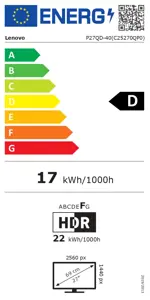 LENOVO 27" P27QD-40 QHD IPS 16:9 120HZ DP/HDMI/USB-C(140W)/RJ45