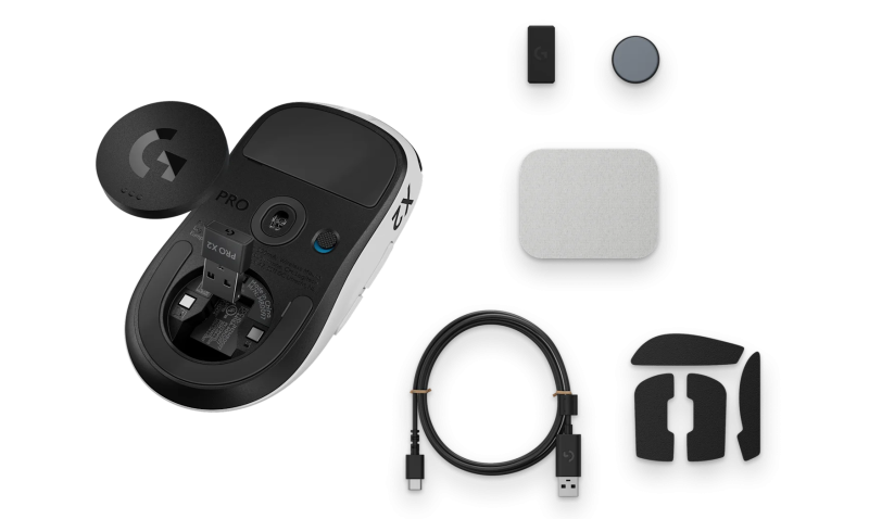 Logitech G Pro X2 Superstrike Belaidė žaidimų pelė RF Wireless 44000 DPI, Lunar Eclipse