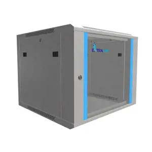 Wall cabinet rack 9U 600x600 gray glass door