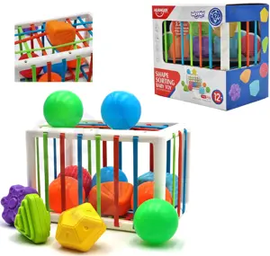 WOOPIE lankstus sensorinis kubas Baby Sorter su spalvotomis formomis, 13 vnt.
