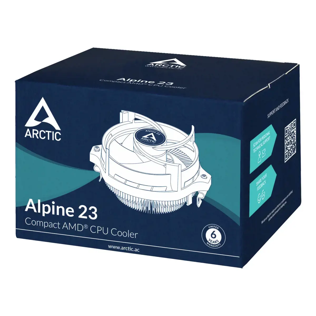 ARCTIC Alpine 23 - kompaktiškas AMD CPU aušintuvas, oro aušintuvas, 9 cm, 100 aps/min, 2000 aps/min, 0,3 sone, aliuminis, juodas