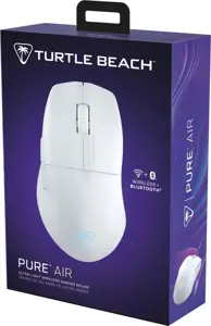 Turtle Beach Pure Air - Ultra-Light Wireless Ergonomic RGB Gaming Mouse, 26K DPI Optical Sensor, 125 hour Battery, Dual Wireless System, TITAN Optical Switches, Bluetooth, RGB Illumination. Semi-translucent White, Right-hand, Optical, RF Wireless + Bluetooth, 26000 DPI, Translucent, White