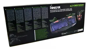 ESPERANZA EGK3000 MULTIMEDIA ILLUMINATED WIRED USB GAMING KEYBOARD WITH MOUSE SET SHELTER