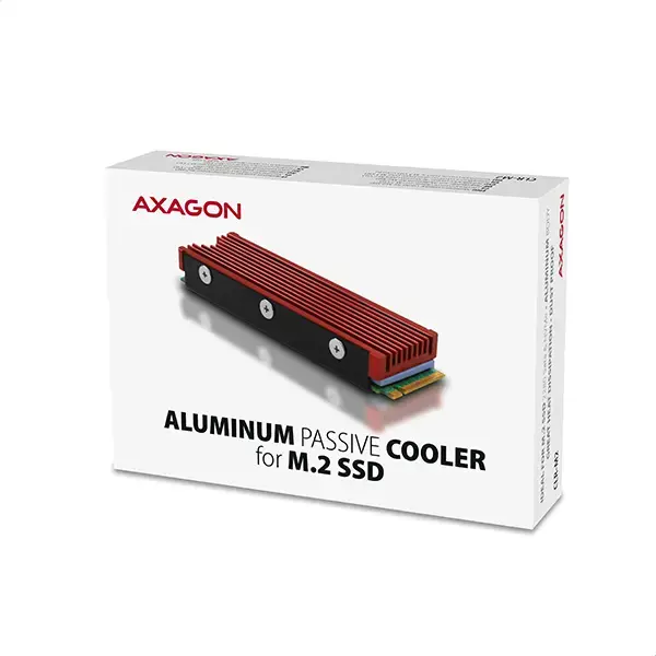 "AXAGON CLR-M2" pasyvusis - M.2 SSD, 80 mm SSD, ALU korpusas, silikoninės šiluminės pagalvėlės