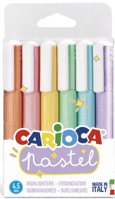 Teksto žymekliai CARIOCA, pasteliniai, 6 vnt.