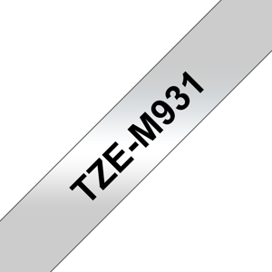 Brother TZe-M931, juoda ant sidabro, TZe, Brother, 1,2 cm, 8 m, 1 vnt.