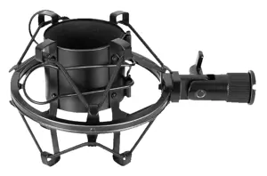 "Varr Gaming" smūgiams atsparus krepšelis mikrofonams, Tinka 45-50 mm skersmens mikrofonams, tvirtinimo 5/8" sriegis, kampo reguliavimas su fiksavimo varžtu, Pastaba Mikrofonas neįtrauktas2, mikrofono smūgiams atsparus laikiklis, bet koks prekės ženklas, juodas, 5/8", 4,5 cm, 5 cm