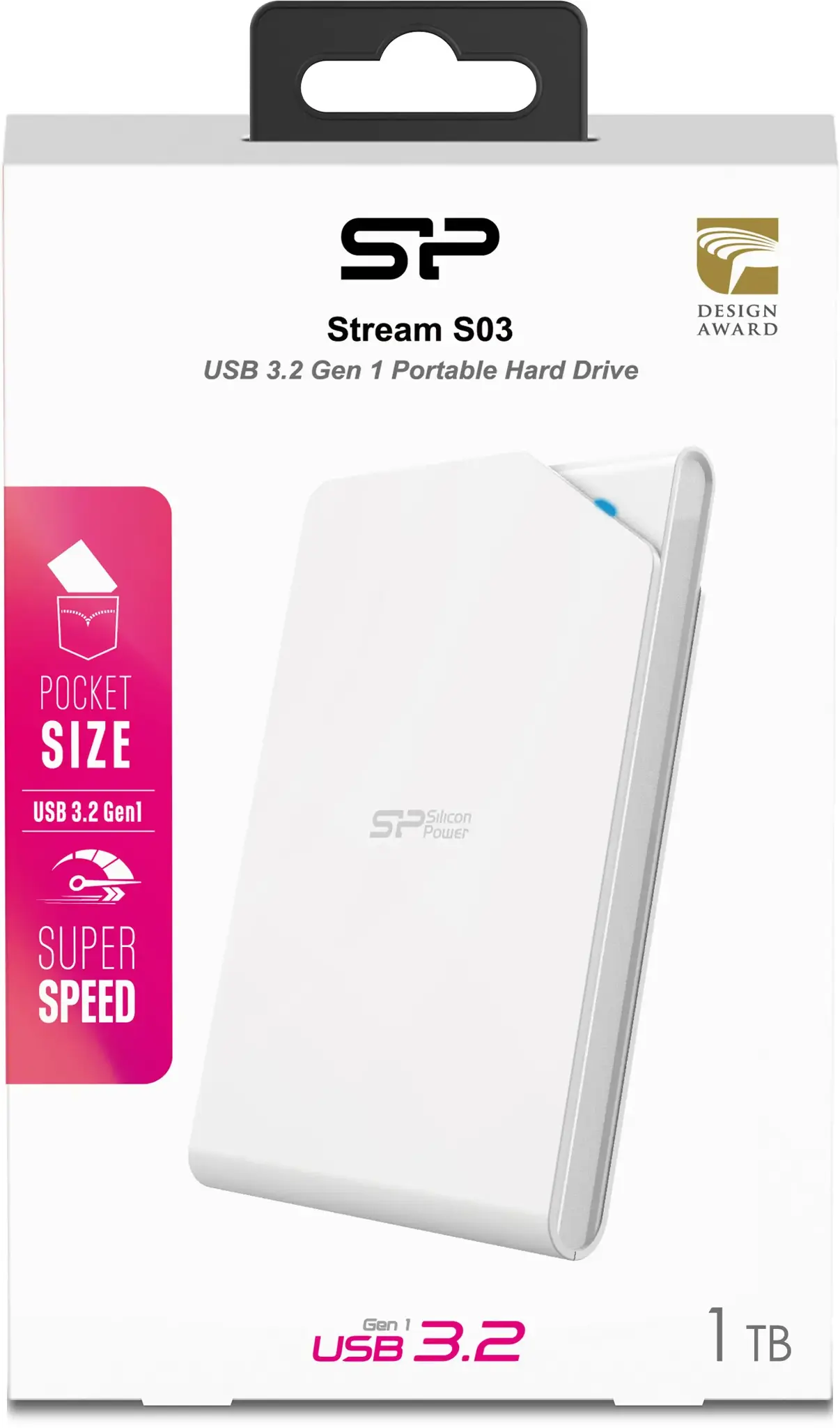 "Silicon Power Stream S03", 1 TB, 1000 GB, 3.2 Gen 1 (3.1 Gen 1), baltos spalvos