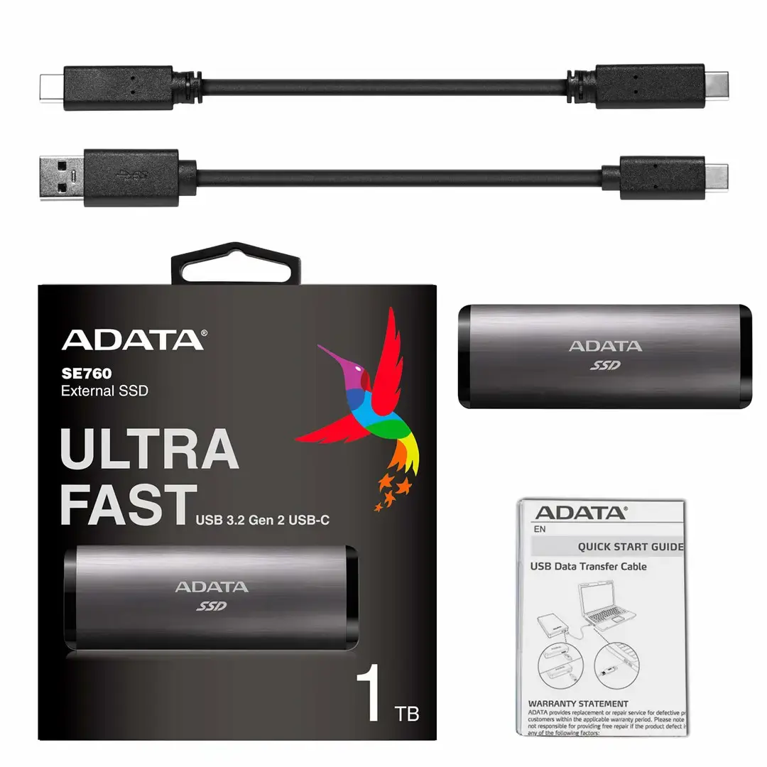 ADATA išorinis SSD diskas SE760 1TB titanium