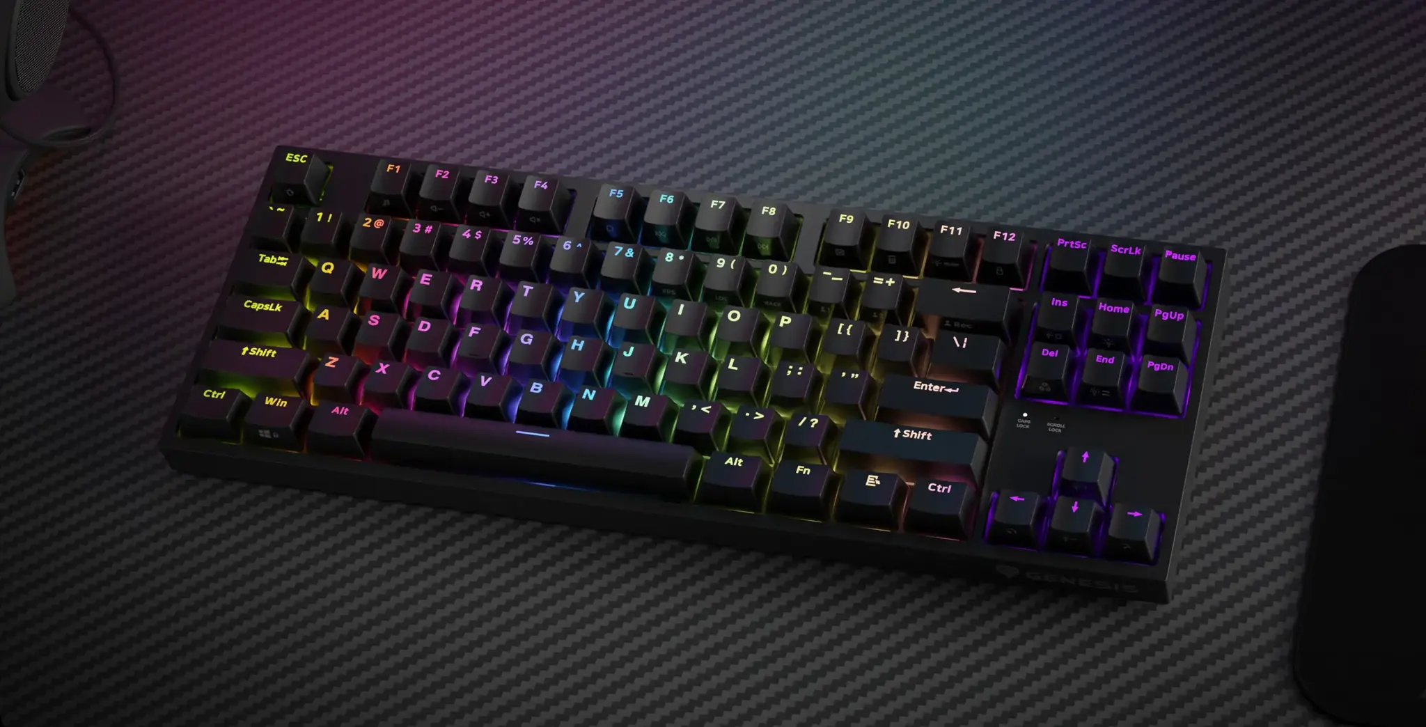 "Genesis" mechaninė žaidimų klaviatūra THOR 404 TKL RGB mechaninė žaidimų klaviatūra Laidinė JAV Gateron Yellow Pro USB Type-A 1005 g