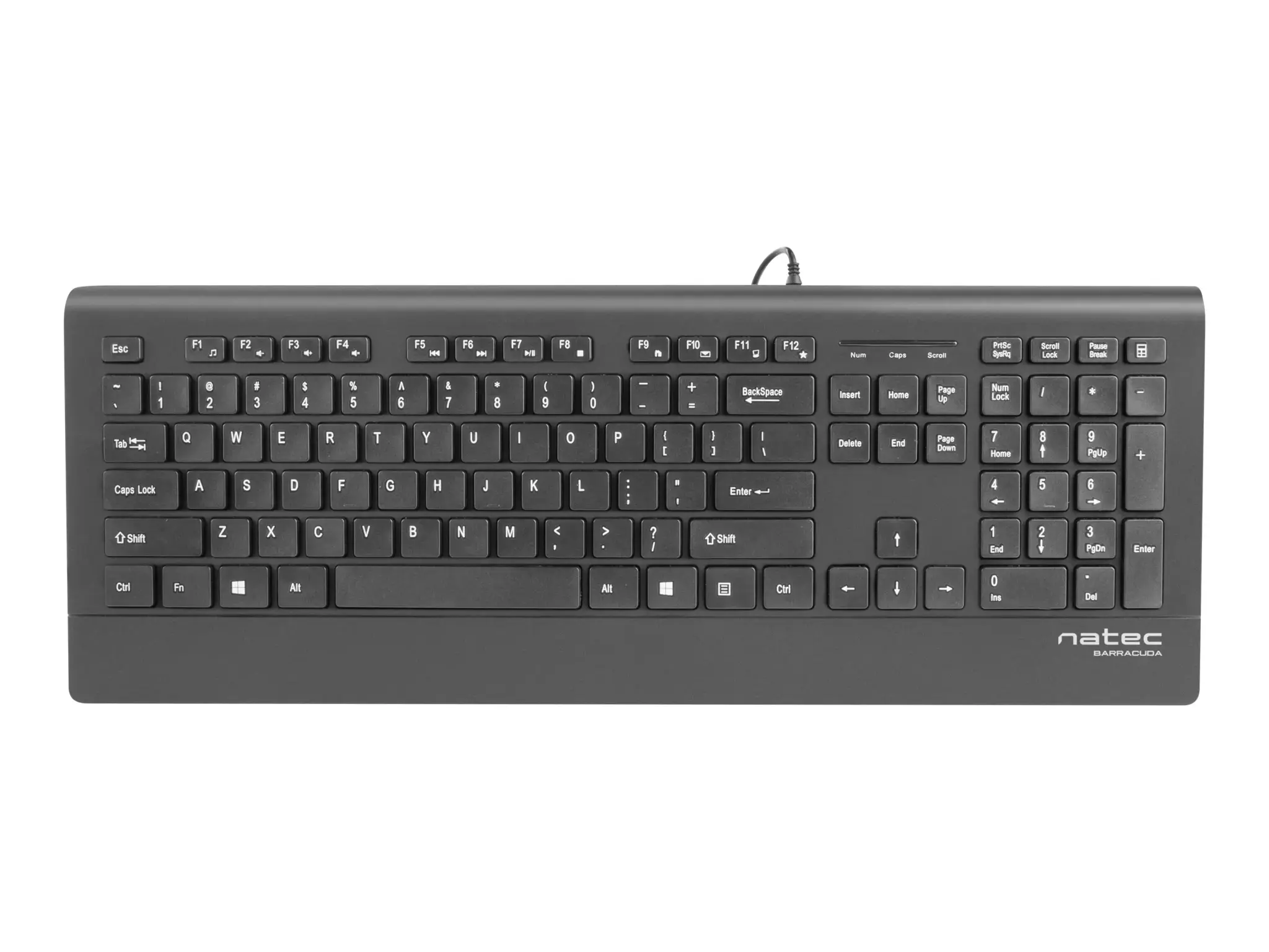 "NATEC" NKL-0876 "Natec Mulitmedia" klaviatūra BARRACUDA Slim USB, JAV išdėstymas, juoda