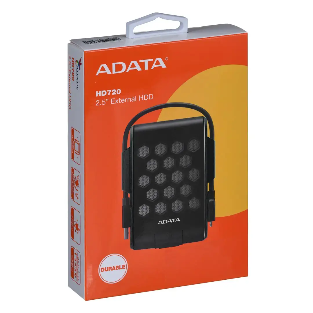 ADATA HD720A 2TB USB3.0 juoda ext. 2,5 colio atsparus vandeniui / dulkėms / smūgiams