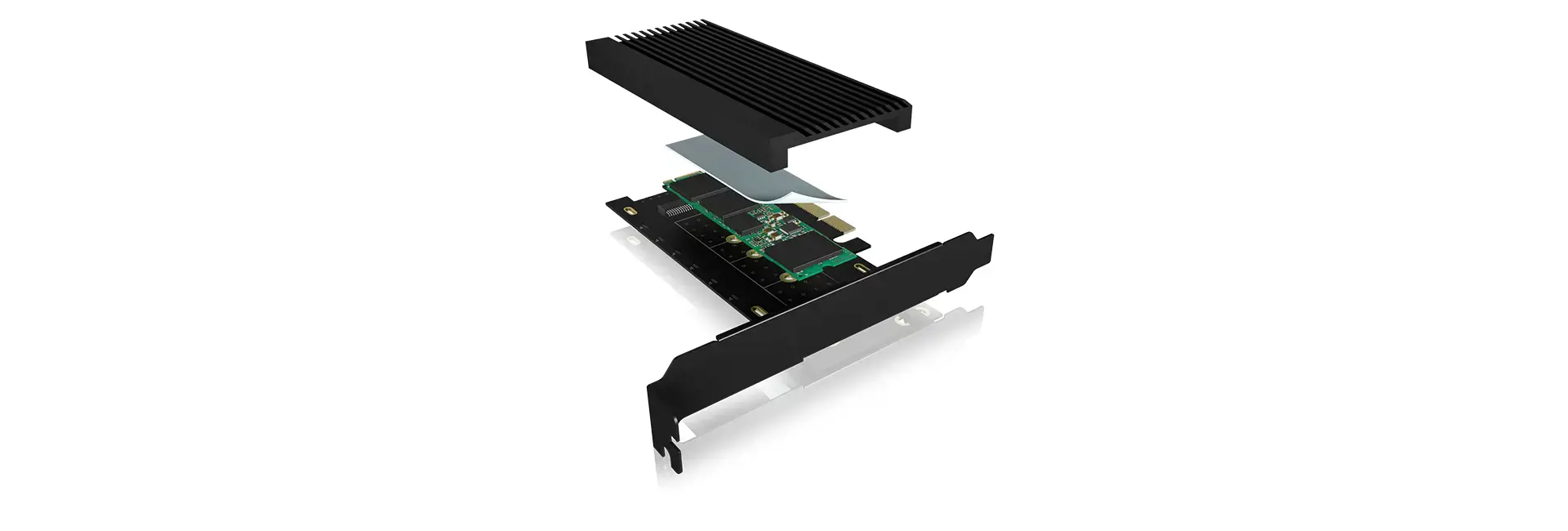 ICY BOX IB-PCI208-HS, PCIe, M.2, pilno aukščio / žemo profilio, PCIe 4.0, juodas, pasyvus