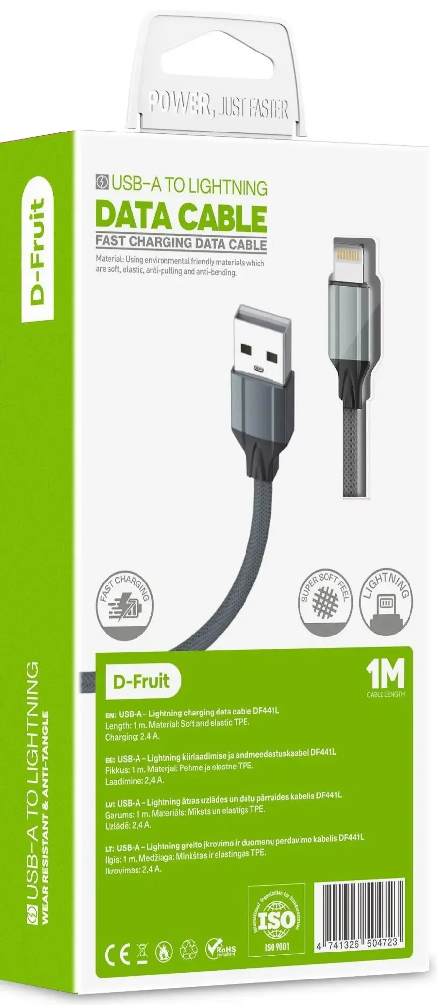 "D-Fruit" kabelis USB-A - "Lightning" 1 m (DF441L)