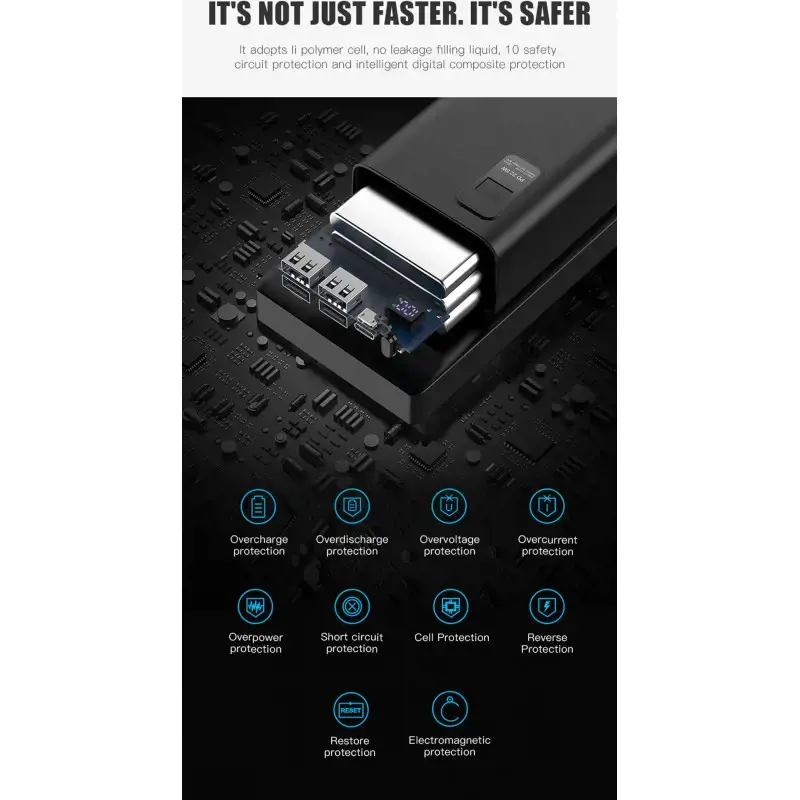 Platinet power bank 30000mAh PD QC LED, baltos spalvos