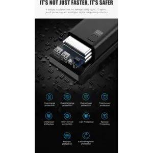 Platinet power bank 30000mAh PD QC LED, baltos spalvos