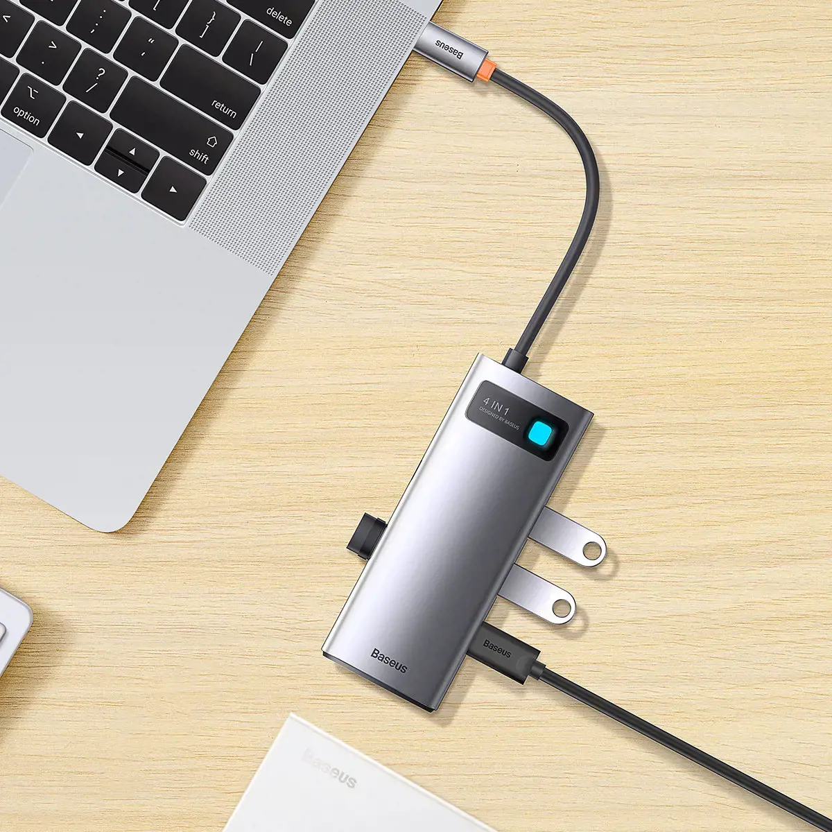 Hub 4in1 Baseus Metal Gleam Series, USB-C to 4x USB 3.0