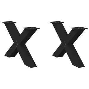Kavos staliuko kojelės, X formos, 2 vnt., juodos, 70x(42-43) cm, plienas