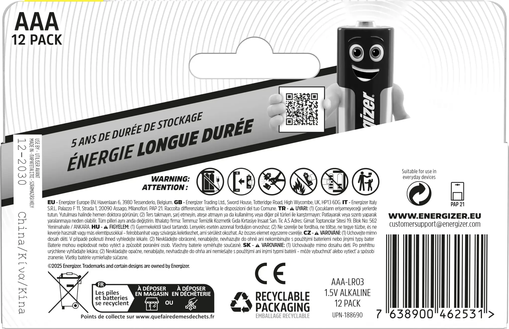 Energizer battery Everyday AAA DHP12