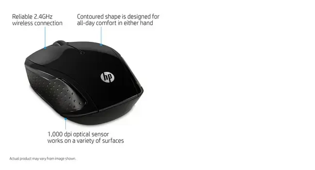 HP belaidė pelė 200, dvipusė, optinė, RF belaidė, 1000 DPI, juoda