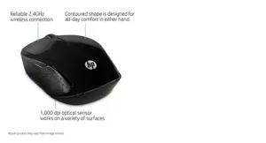 HP belaidė pelė 200, dvipusė, optinė, RF belaidė, 1000 DPI, juoda