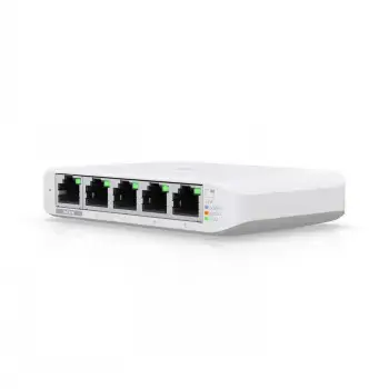 "Ubiquiti USW-Flex-Mini-3" 5 prievadų valdomas Gigabit Ethernet komutatorius, maitinamas 802.3af/at PoE arba 5V, 1A USB-C maitinimo adapteriu, 3 vnt.