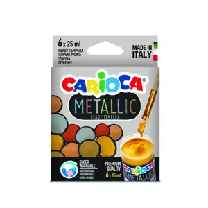 Tempera dažai CARIOCA Metallic, 6 spalvos, 25 ml