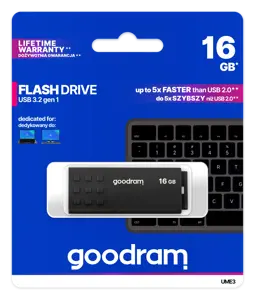 GOODRAM UME3-0160K0R11 GOODRAM atmintinė USB UME3 16GB USB 3.0 juoda