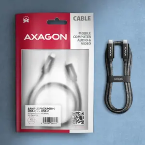 Axagon Data and charging USB 480Mbps cable length 2.5 m. PD 240W, 5A. Black braided.