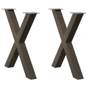 Valgomojo stalo kojelės, X formos, 2 vnt., natūralus plienas, 70x(72-73) cm, plienas