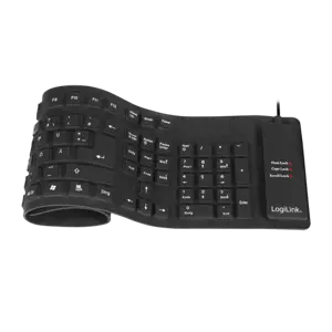 "Logilink" lanksti vandeniui atspari klaviatūra USB + PS/2 ID0019A Laidinė, USB A tipo vyriška, vokiška (QWERTZ), juoda