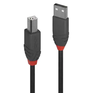 "Lindy" 5 m A-B tipo USB 2.0 kabelis, "Anthra Line", 5 m, USB A, USB B, USB 2.0, 480 Mbps, juodas