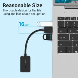 "Vention" 2 prievadų USB išorinė garso kortelė 0,15M juoda, 2,1 kanalo, 16 bitų, USB