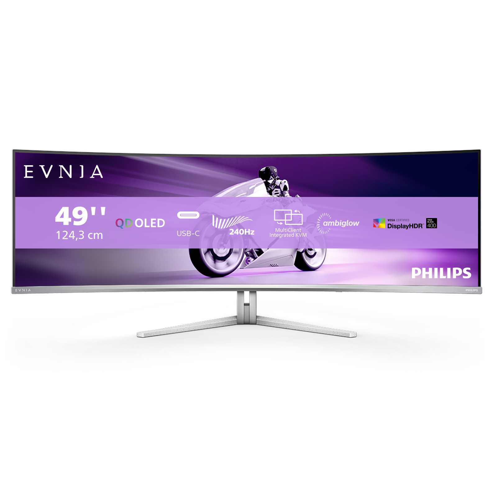 Philips Evnia 8000 49M2C8900/00, 124.2 cm (48.9"), 5120 x 1440 pixels, Dual QHD, QDOLED, 0.03 ms, White
