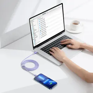 USB-C ir "Lightning Baseus Crystal" kabelis, 20 W, PD, 2 m (violetinės spalvos)