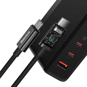 "Baseus GaN5 Pro" sieninis įkroviklis 2xUSB-C + USB, 140W (juodas)