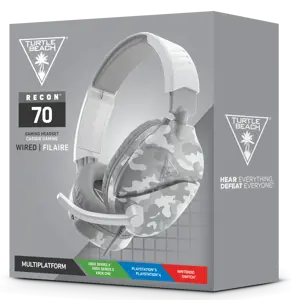 "Turtle Beach Recon 70", laidinės, žaidimų, 20 - 20000 Hz, 571,5 g, ausinės, pilkos, baltos spalvos