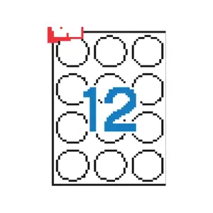 Lipnios etiketės APLI, diam. 60 mm,d A4, 12 lipdukai lape, 100 lapų, balta