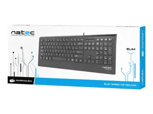 "NATEC" NKL-0876 "Natec Mulitmedia" klaviatūra BARRACUDA Slim USB, JAV išdėstymas, juoda