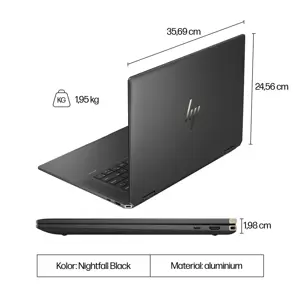 HP Spectre x360 16-aa0233nw Intel Core Ultra 7 155H, 2-in-1 convertible, 40.6 cm (16"), 3K touchscreen, 16 GB LPDDR5x-SDRAM, 1 TB SSD, NVIDIA GeForce RTX 4050, Wi-Fi 7 (802.11be), Windows 11 Pro, AI PC, Black