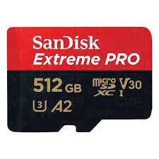 SanDisk Extreme PRO microSDXC 512GB + SD Adapter + RescuePRO Deluxe 170MB/s A2 C10 V30 UHS-I U3
